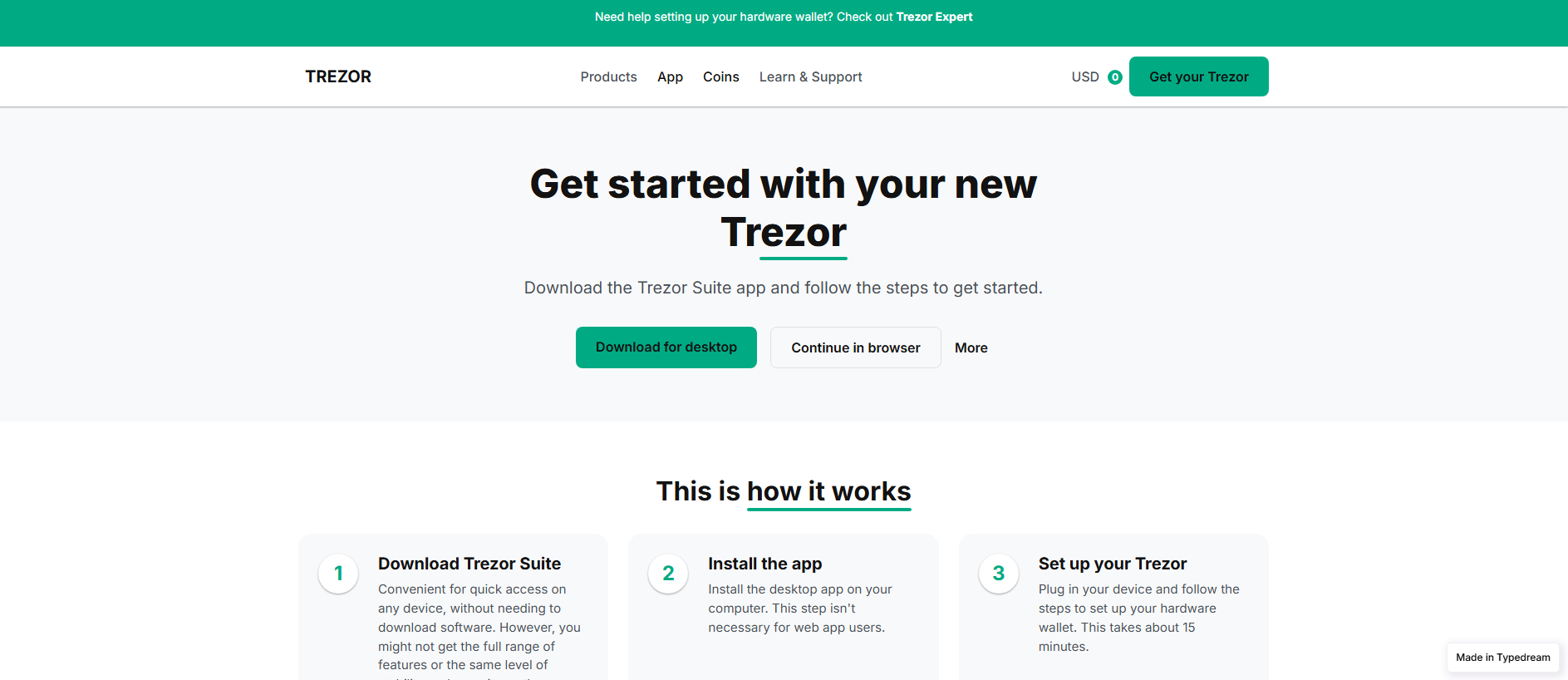 Stored capture of faq-trezorr-help.typedream.app
