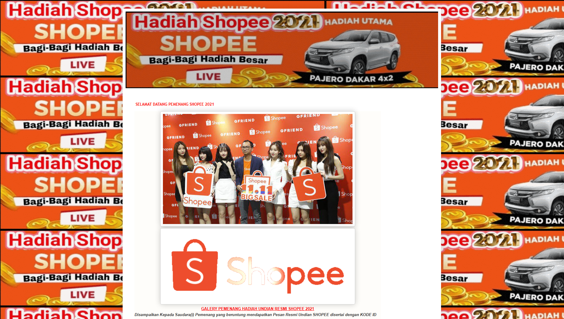Forensic screenshot of big-shopee375.blogspot.com showing the phishing page layout