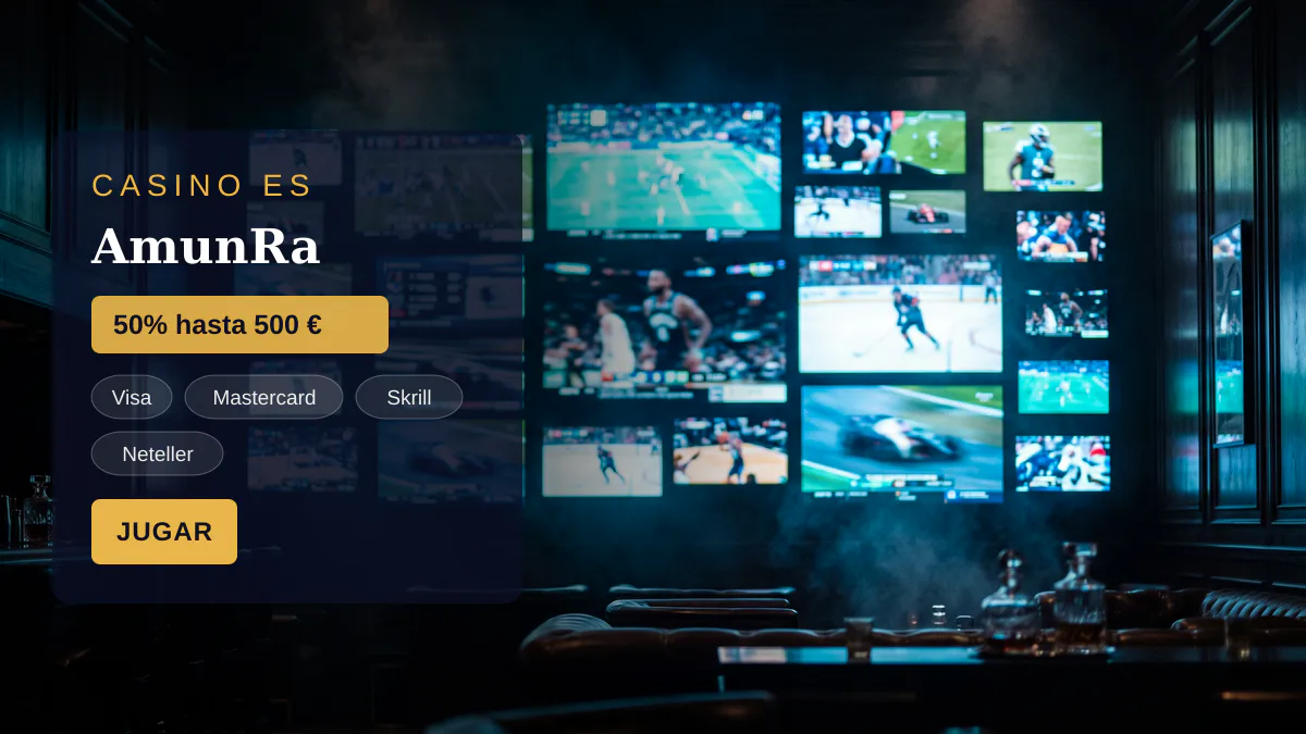 AmunRa casino — bono de bienvenida 50% hasta 500 € + 50 FS, pagos: Visa, Mastercard, Skrill, Neteller, Paysafecard
