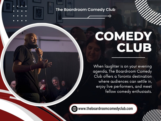 Someone searching for a Comedy club near me might begin with location because nobody wants a complicated journey for a short evening out. Still, convenience is only one part of the decision.

The Boardroom Comedy Club Toronto
Address:1350 St Clair Ave W, Toronto, ON M6E 1C4, Canada
Phone: +14168348654

Find us on Google Map: https://maps.app.goo.gl/vtnh9Yb8t34dWcRn7

Read Our Blog:
https://theboardroomcomedyclub.mystrikingly.com/blog/comedy-club-toronto

https://theboardroomcomedyclub.weebly.com/blog/stand-up-comedy-toronto

https://6a70529ae3971.site123.me/the-boardroom-comedy-club/comedy-club

More Links:
https://beacons.ai/theboardroomcomedyclub
https://www.band.us/band/102700512/intro
https://www.goodreads.com/theboardroomcomedyclub