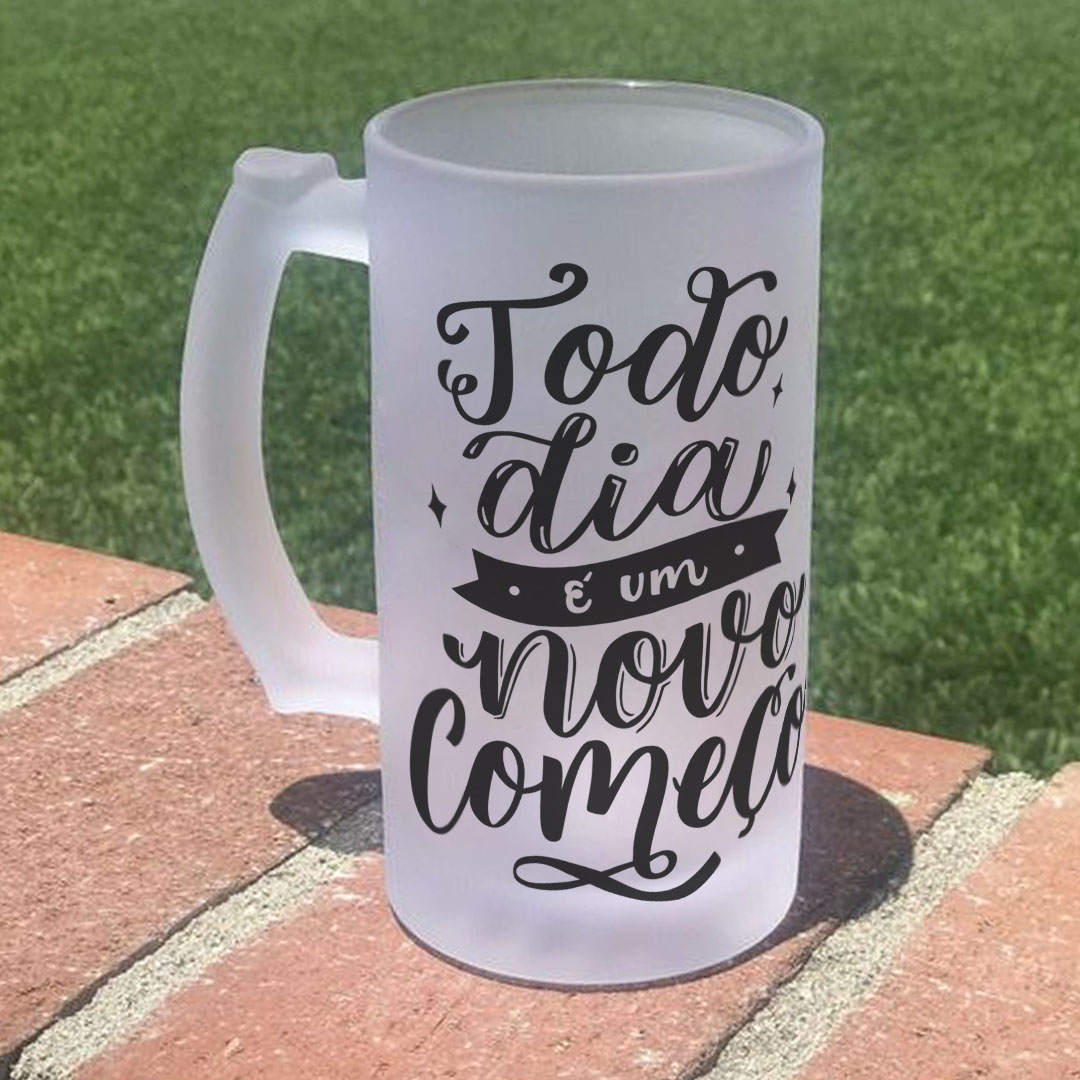 Caneca de Chopp em Vidro Jateado