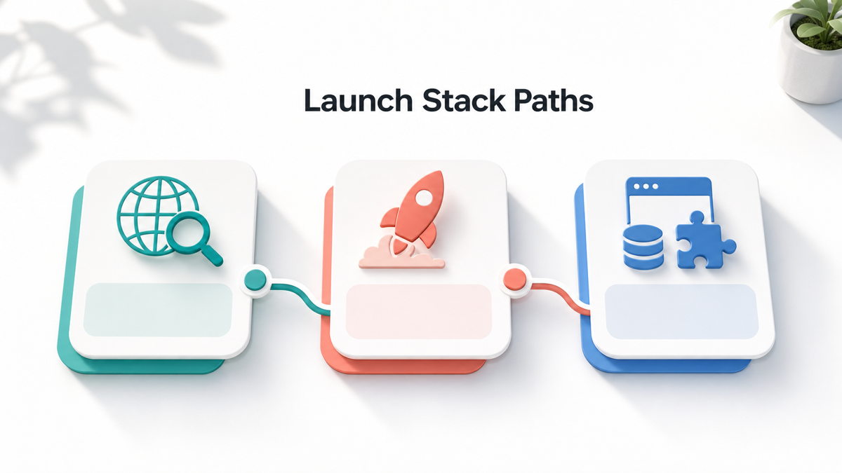 Launch stack paths for domain affiliate content