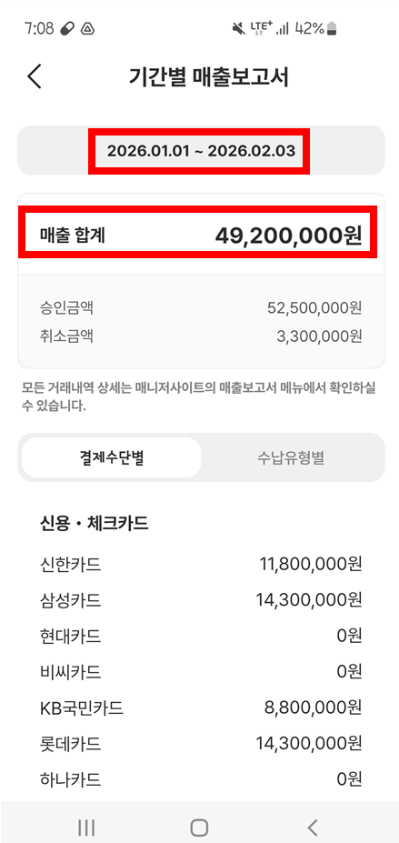 개인 명의 매출 보고서