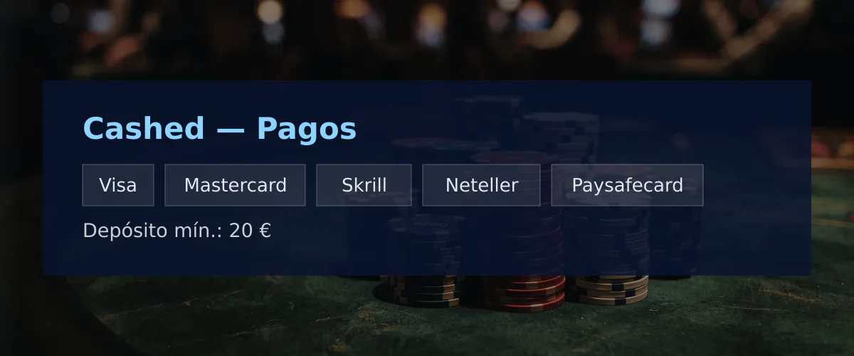 Cashed � Pagos: Visa, Mastercard, Skrill, Neteller, Paysafecard