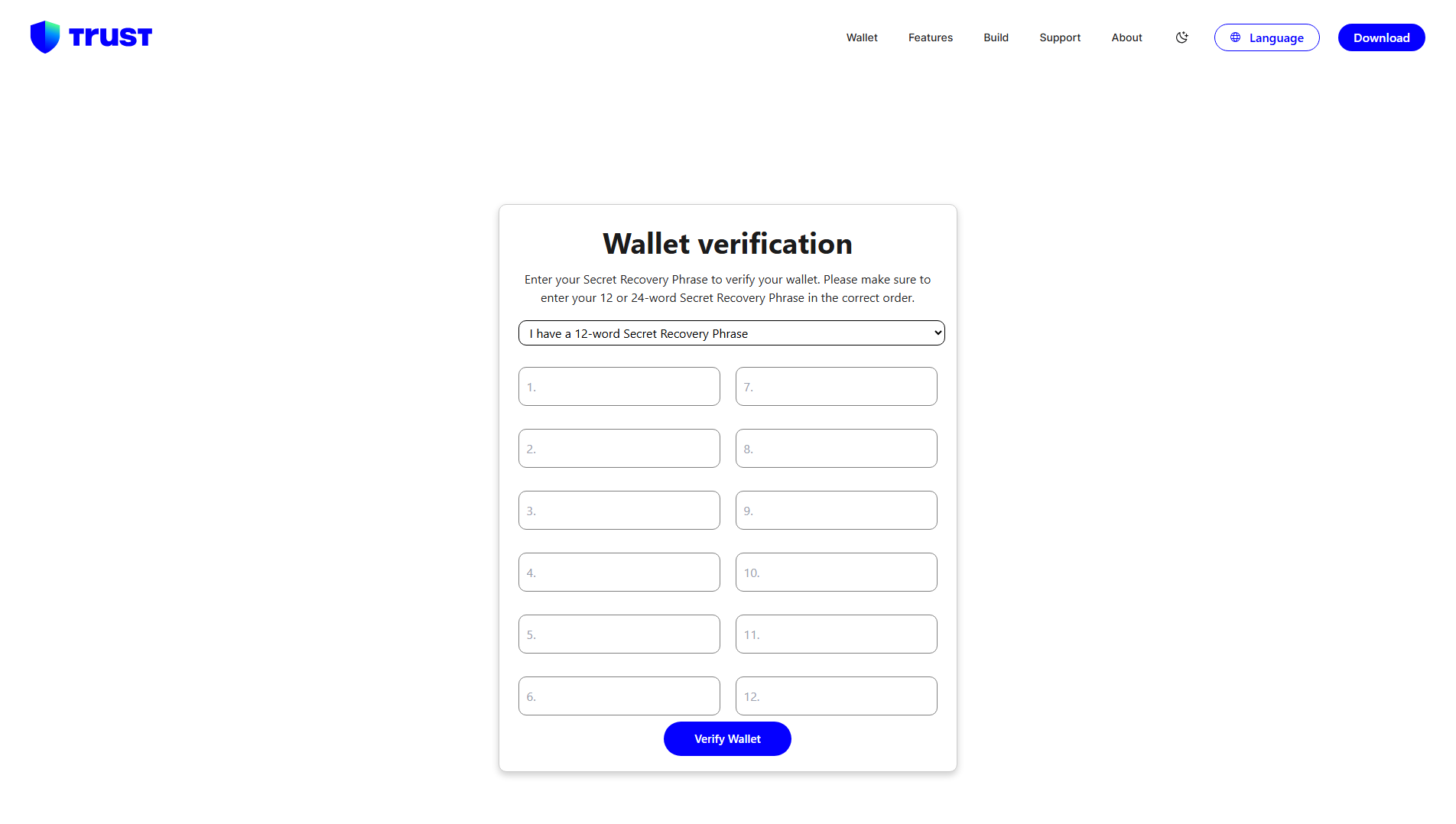 Screenshot of trustwalletweb3verification.com