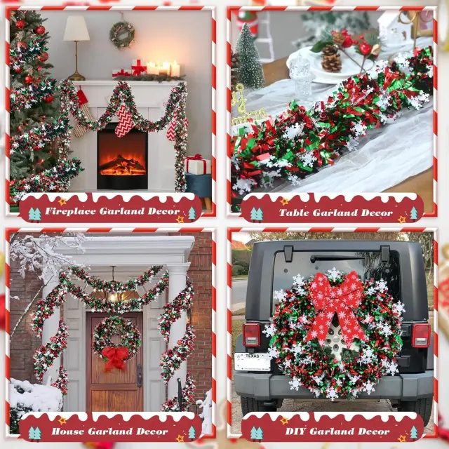Christmas Tree Tinsel Garland and Festive Decorations