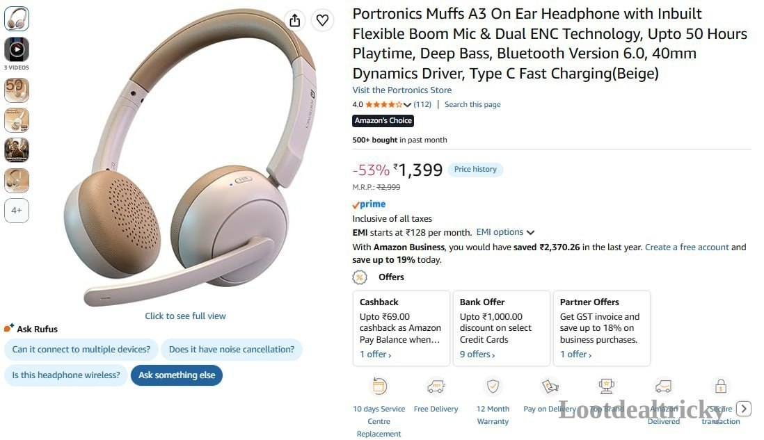 Portronics Muffs A3 | Loot Deal