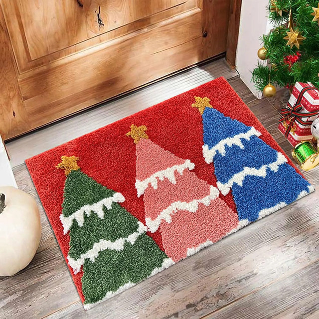 Christmas tree design door mat