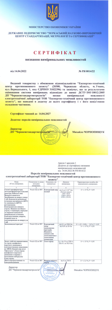 Сертифікат ЕТЛ 2022