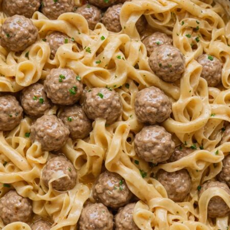 irresistible quick Swedish meatballs with egg noodles