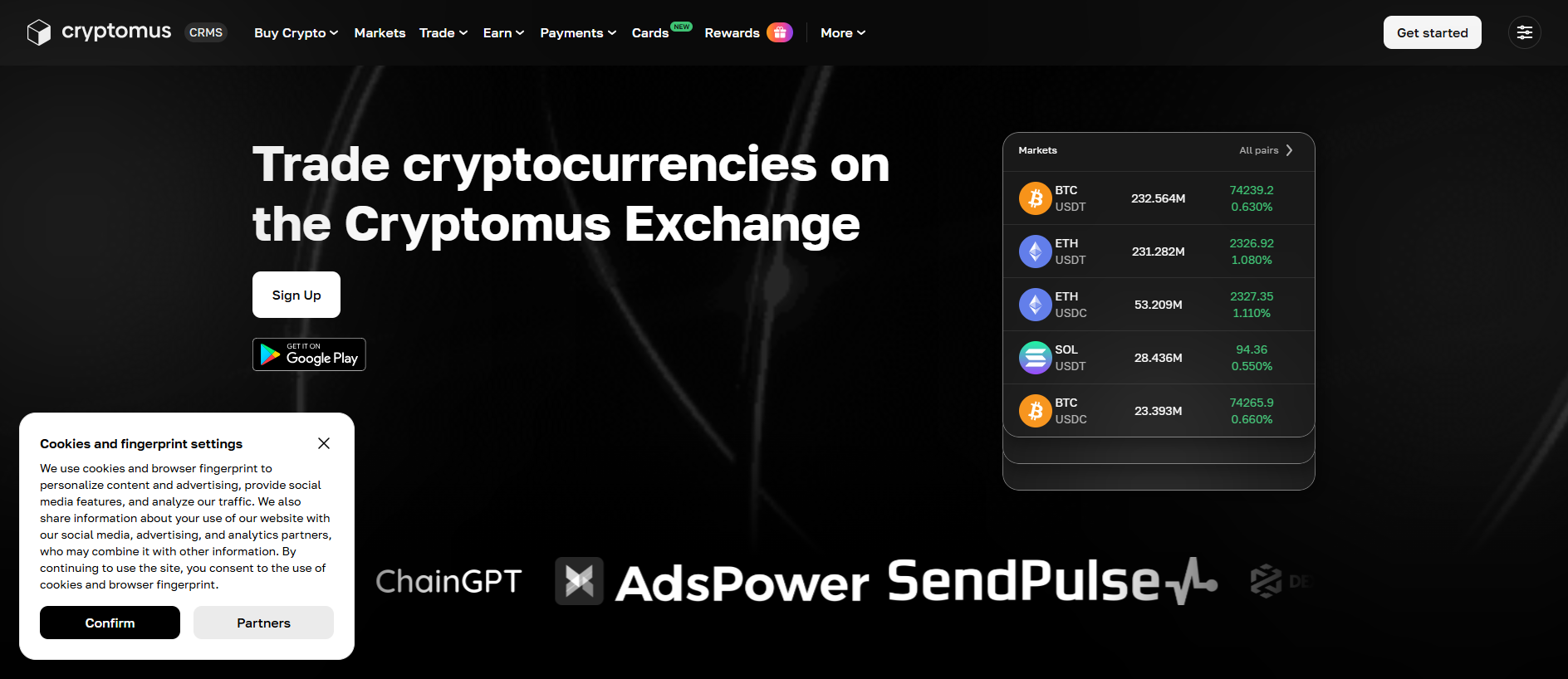 Screenshot of cryptomus.ws