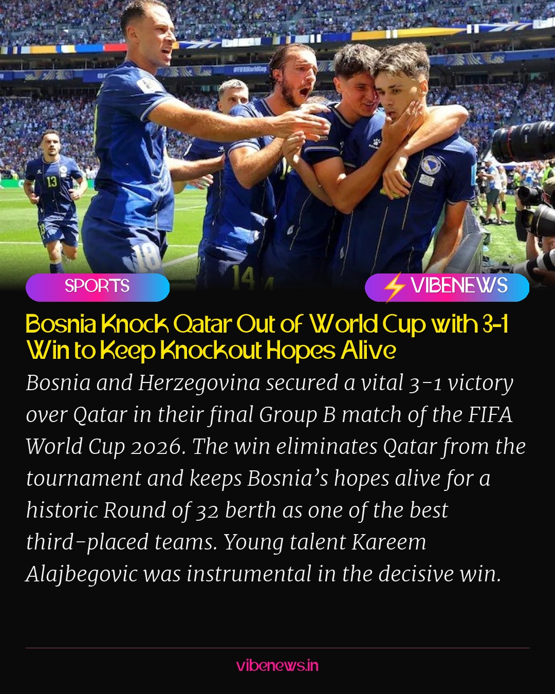 Bosnia Knock Qatar Out of World Cup with 3-1 Win to Keep Knockout Hopes Alive