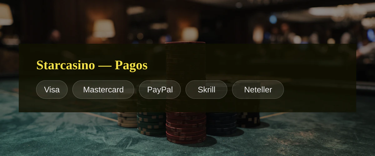 Starcasino — Pagos: Visa, Mastercard, PayPal, Skrill, Neteller