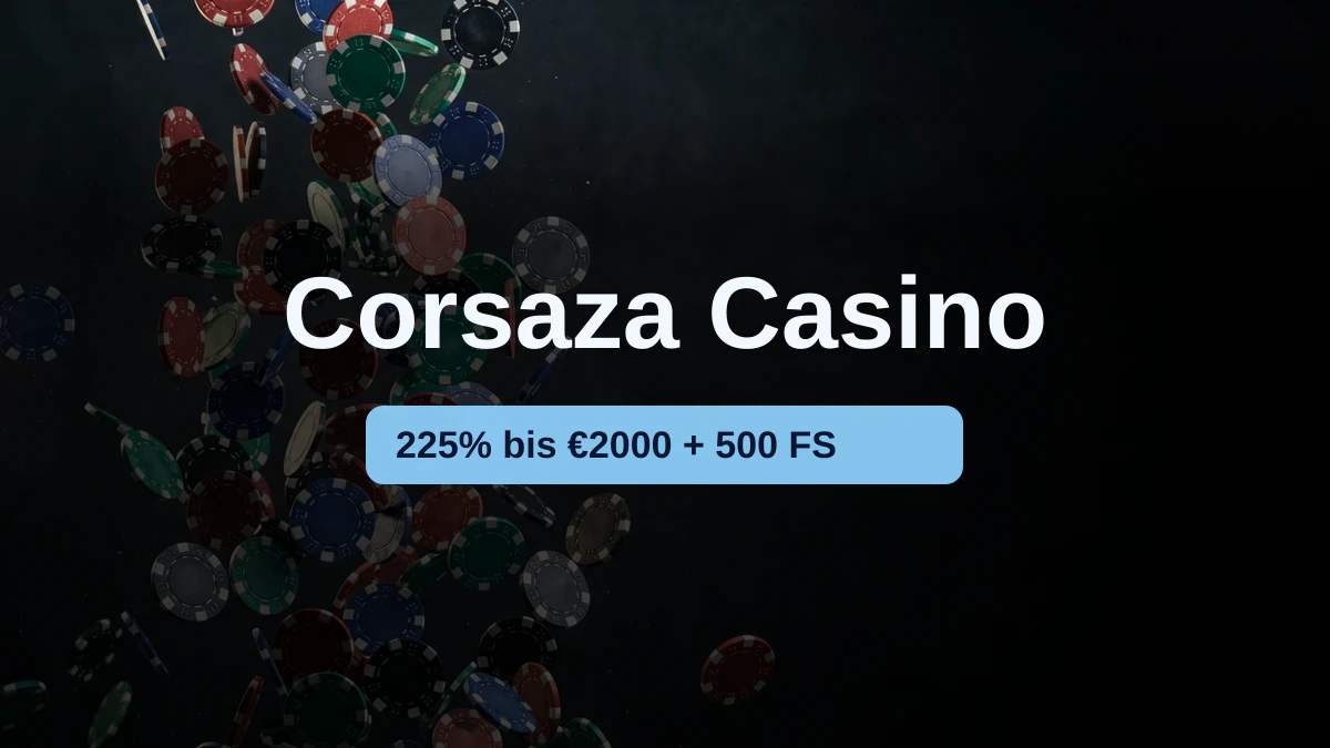 Corsaza Casino — Willkommensbonus 225% bis €2000 + 500 FS, Zahlungen: Visa, Mastercard, Skrill, Neteller, Paysafecard