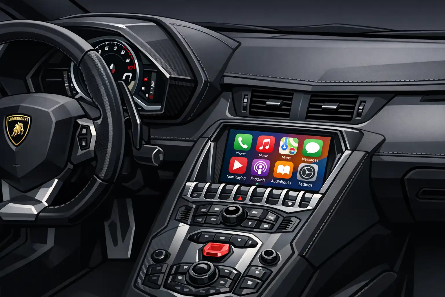 Lamborghini Aventador avec interface CarPlay intégrée