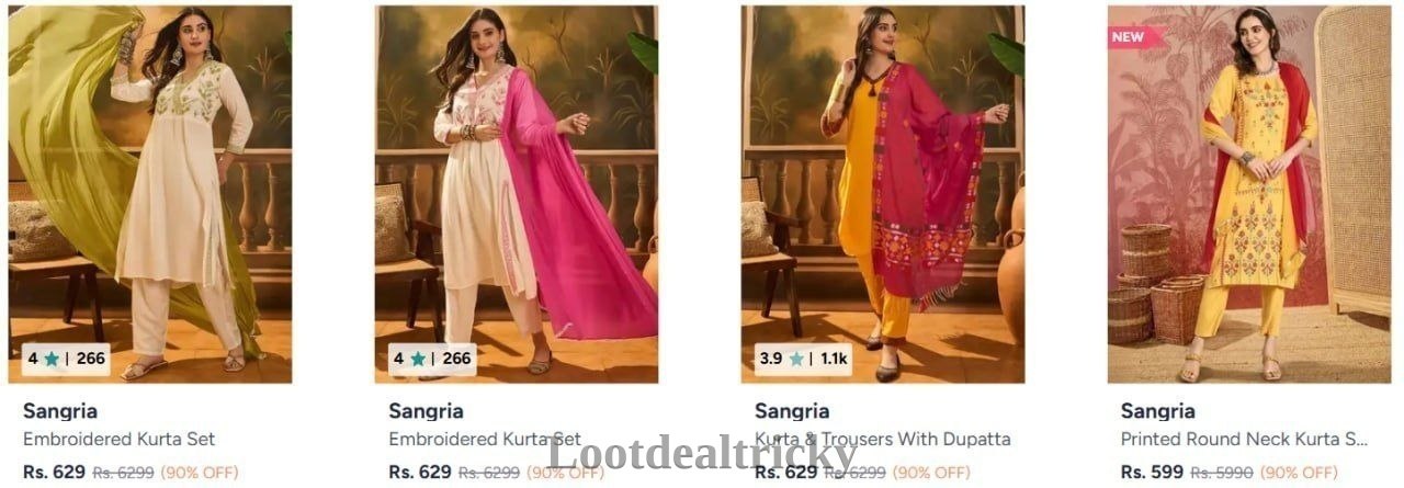 Sangria Kurta Sets – Great Loot Offer @ 90% OFF