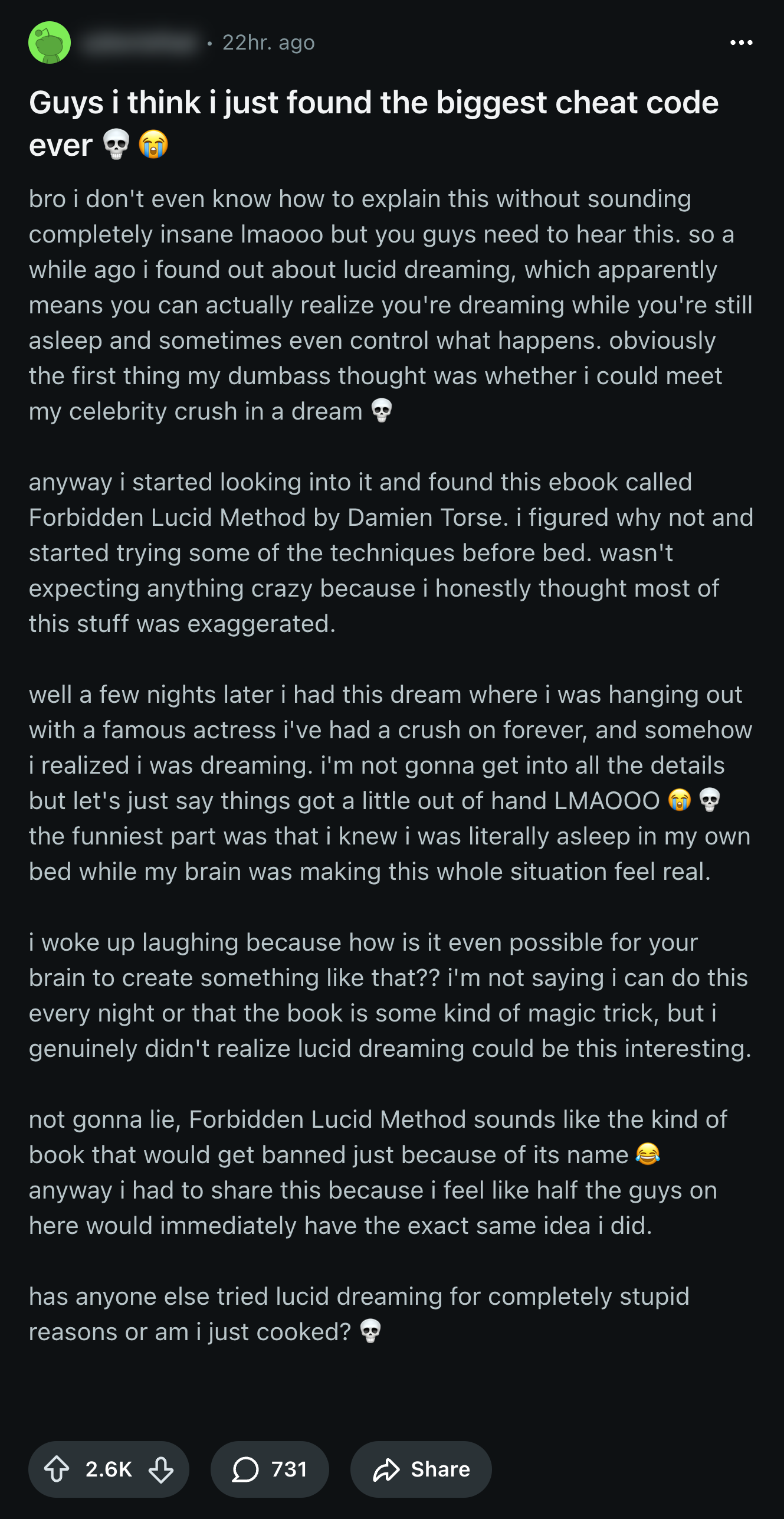 Reddit discussion about lucid dreaming