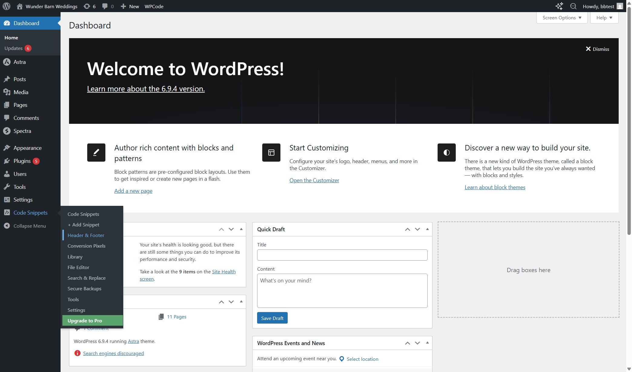 Code Snippets in WordPress sidebar