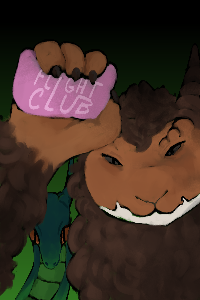 An image of an Obelisk holding a bar of soap that says Flight Club with a spiral behind them. It’s a parody of the poster for Fight Club.