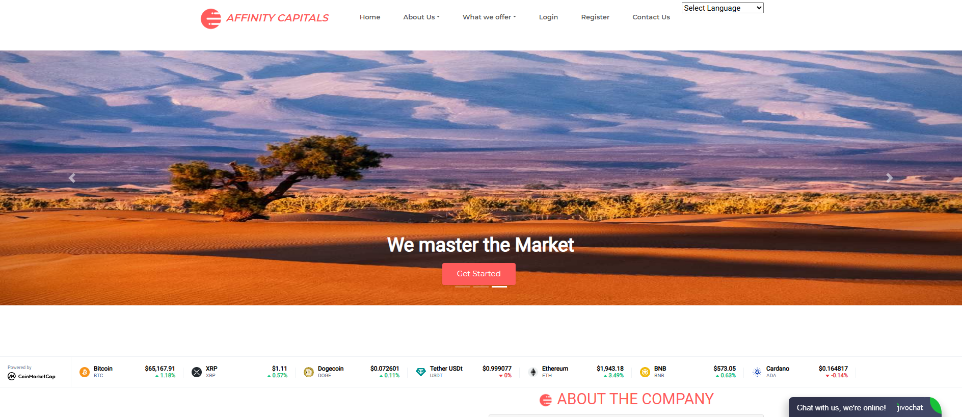 Forensic screenshot of affinity-capitals.com showing the phishing page layout