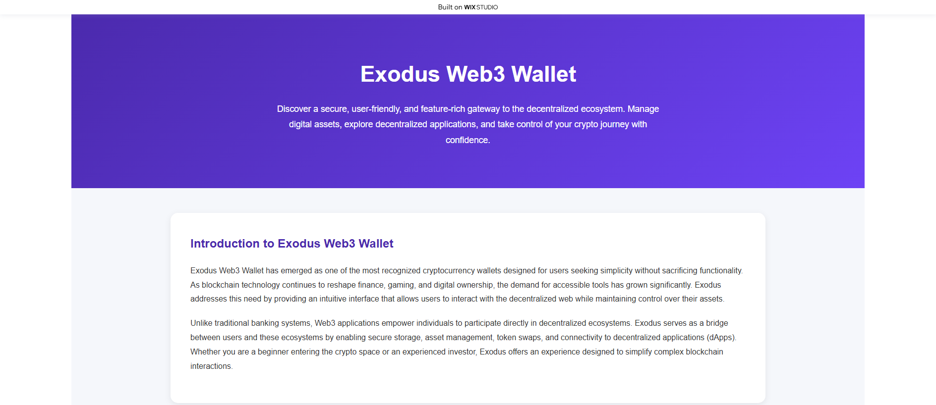 Stored capture of en-exdous-ext.wixstudio.com