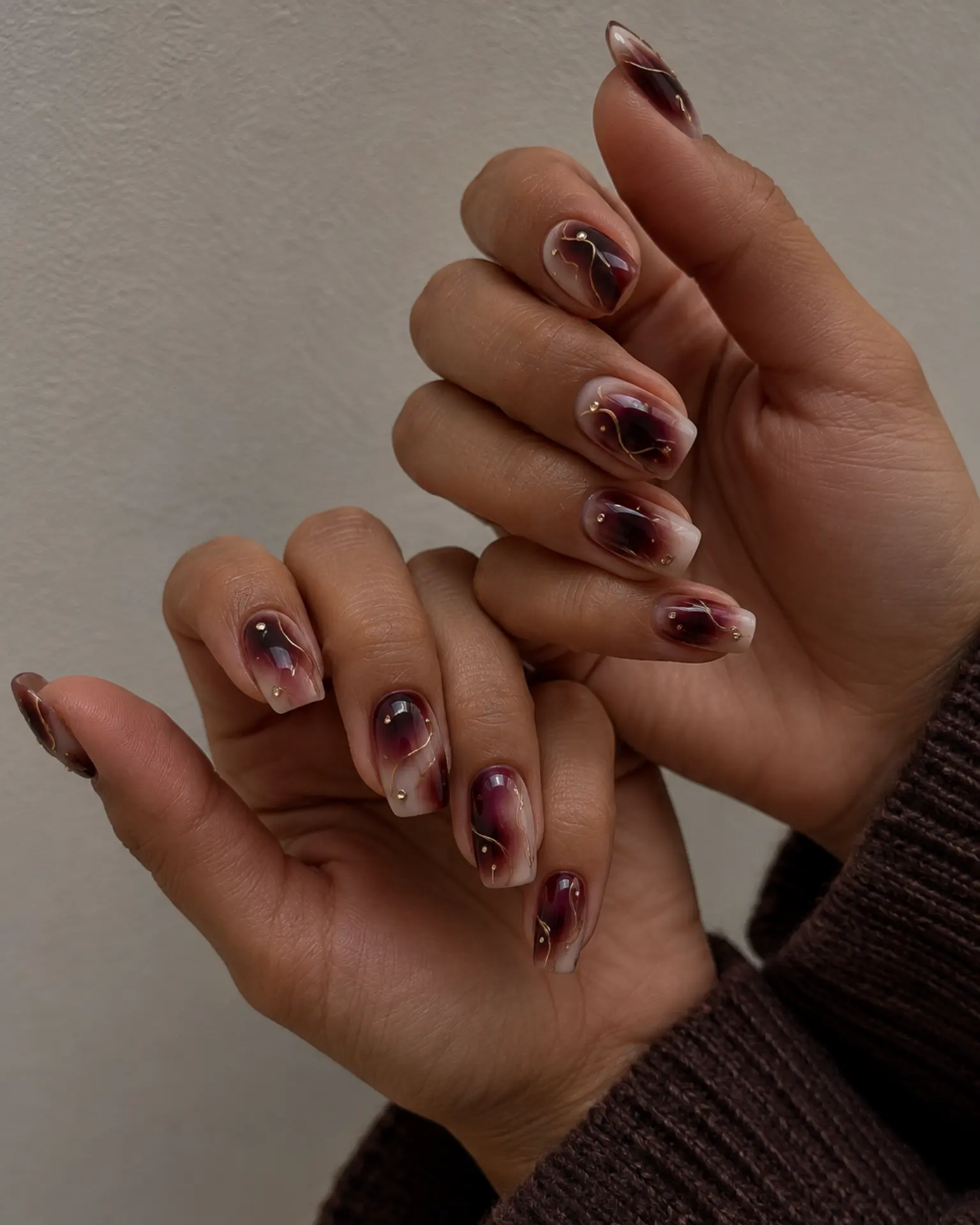 Short Dark Aura manicure inspiration for dark aura nail ideas