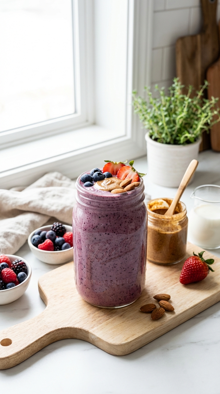 Berry Almond Butter Blast — Quick healthy dinner smoothie recipes