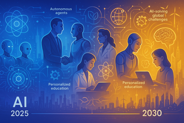 Illustration for the article: AI's Future Horizon: Vision 2025-2030 - The Next Five Years of Artificial Intelligence