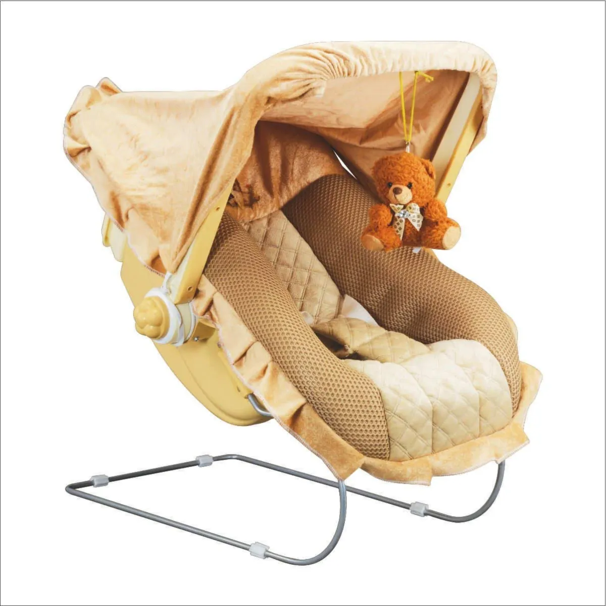 12-in-1 Carry Bouncer Cot for Baby (Brown) – Multi-Functional Infant Rocker, Portable Baby Cradle, Bassinet & Playpen with Adjustable Recline and Toy Bar