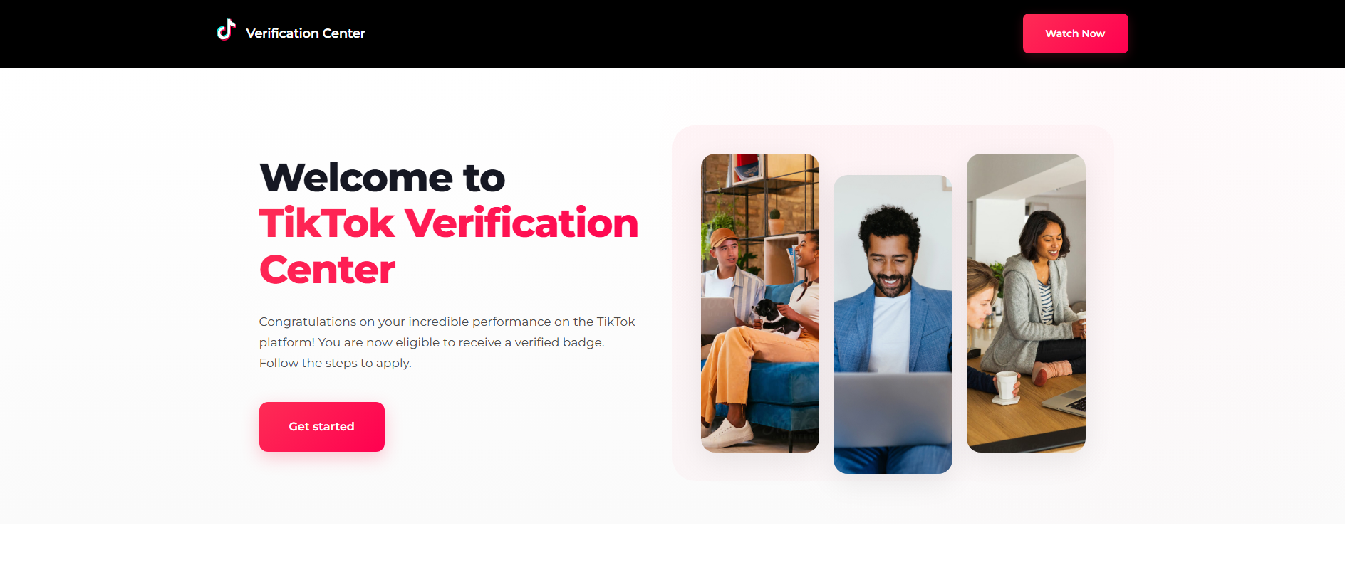 Forensic screenshot of tiktokcreatorbadges.com showing the phishing page layout
