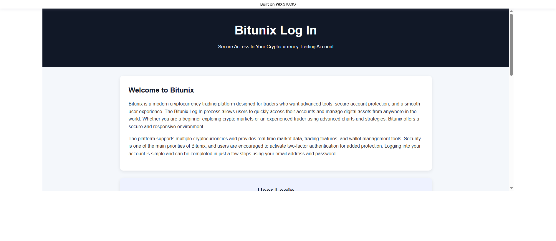 Screenshot of bituniux.wixstudio.com