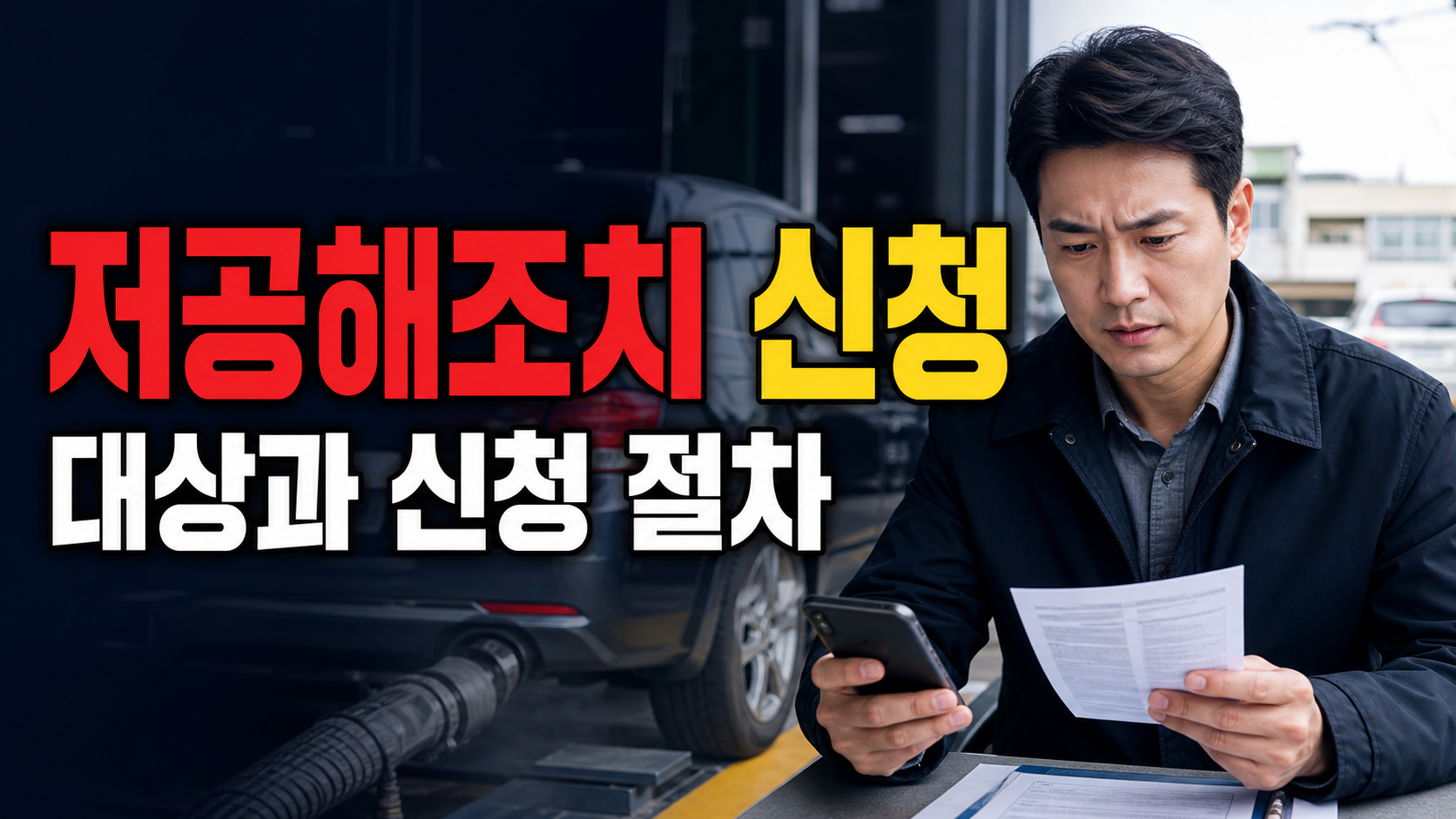 저공해조치 신청에서 조기폐차 지원을 고르기 전, DPF와 헷갈리는 항목 관련 핵심 정보를 상징적으로 보여주는 썸네일 이미지