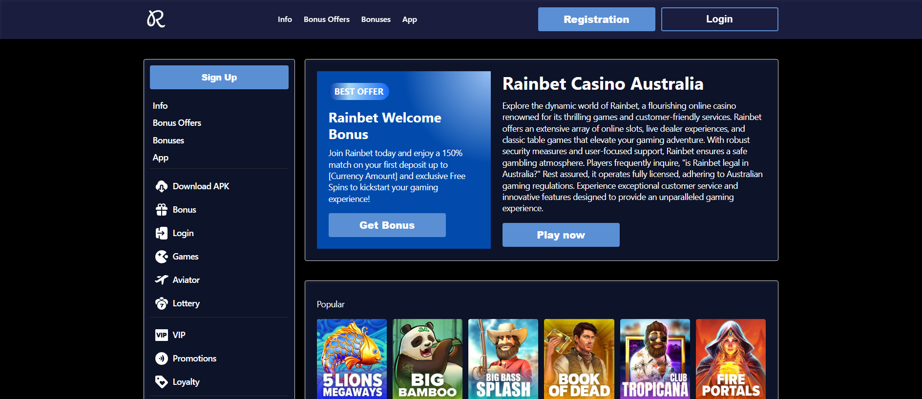 Stored capture of rainbetcasinoaustralia.net