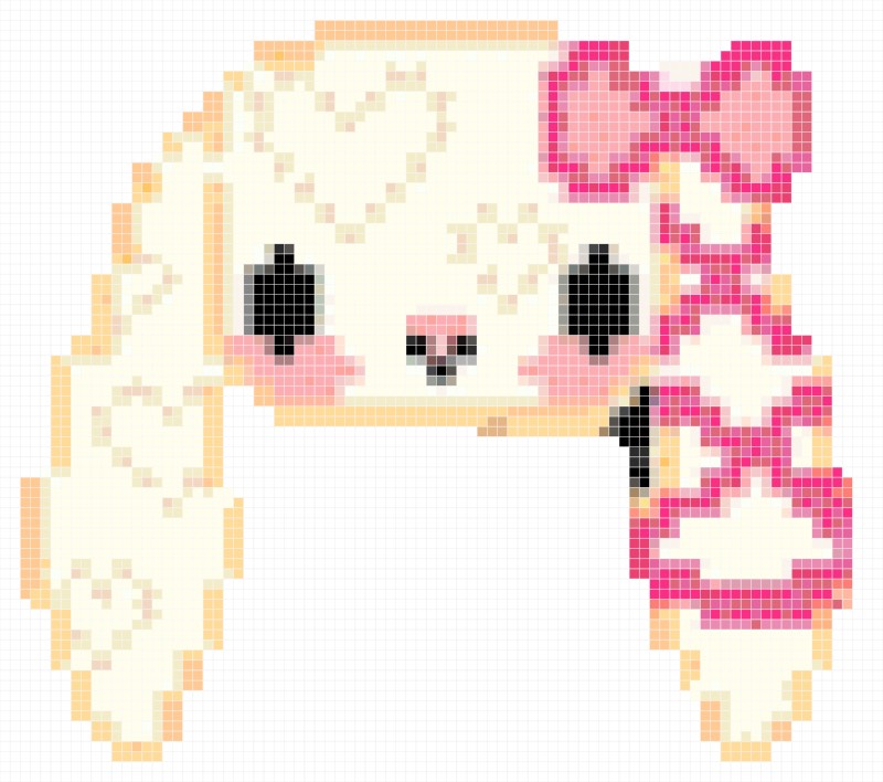 Cute Pink Bow Bunny Pixel Art Pattern