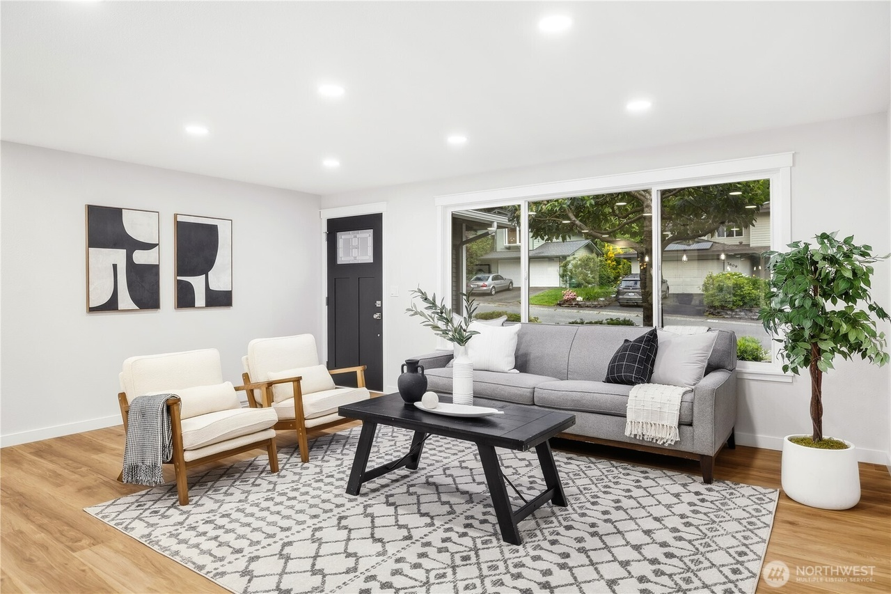 Modern home living space and accent wall
