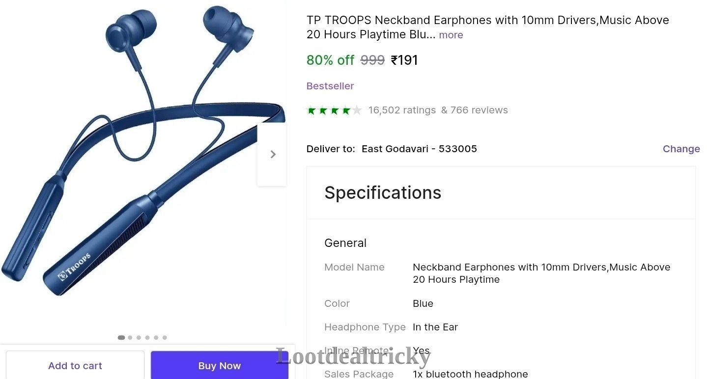 Grab Bt Neckband – Great Loot Offer @ ₹191
