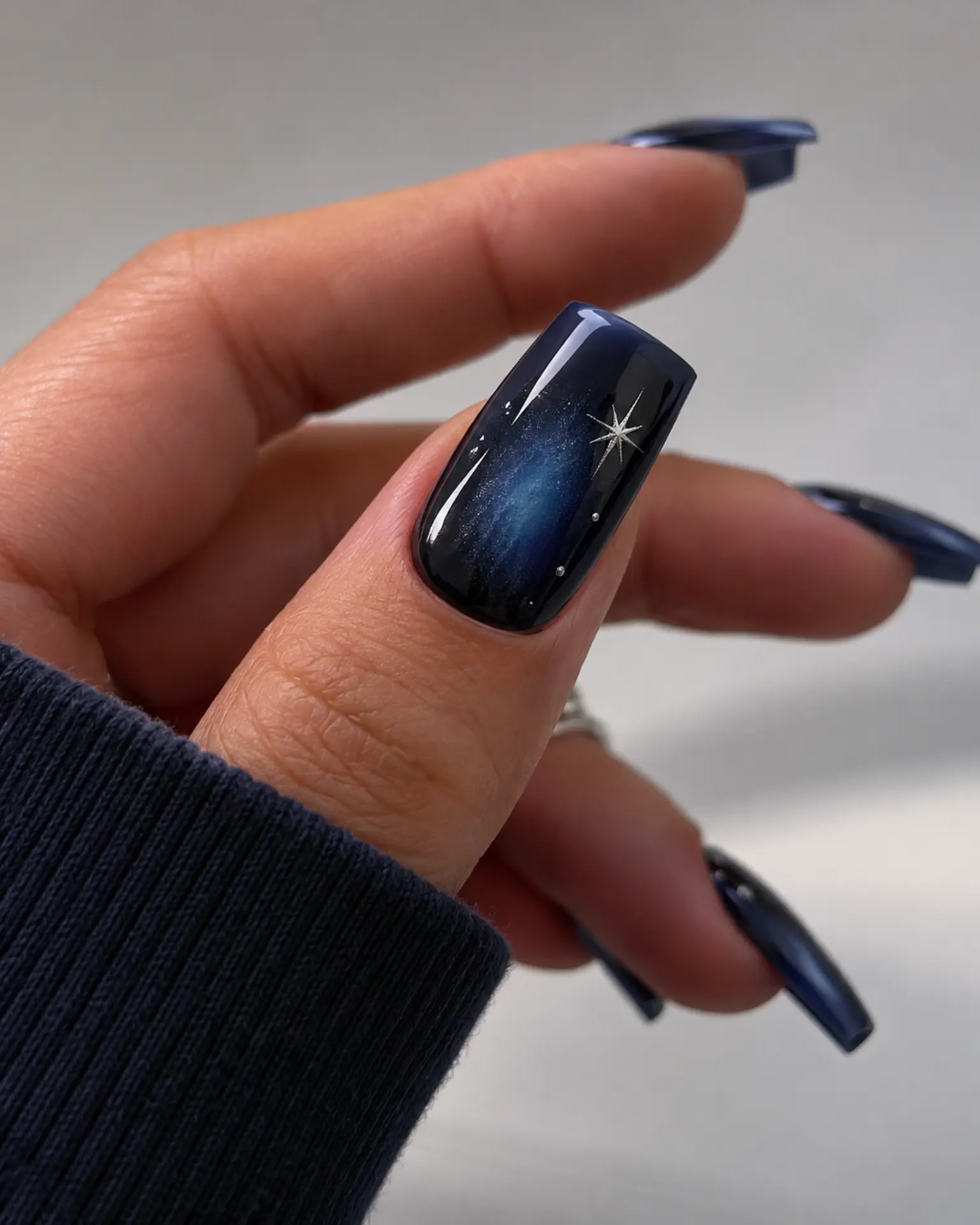 Celestial Dark Aura manicure inspiration for dark aura nail ideas