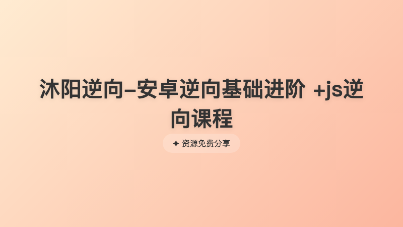 沐阳逆向-安卓逆向基础进阶 +js逆向课程