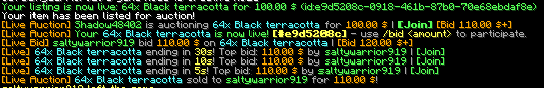 Live auction chat messages