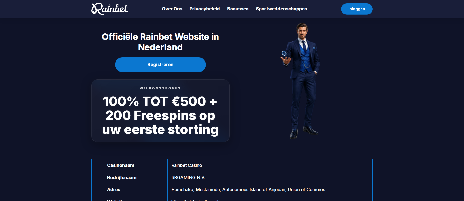 Stored capture of rainbetonline.nl