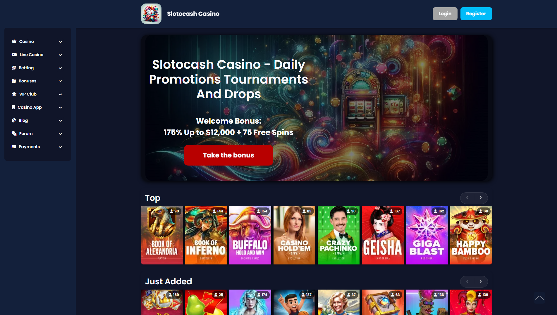 Stored capture of slotocash.eu