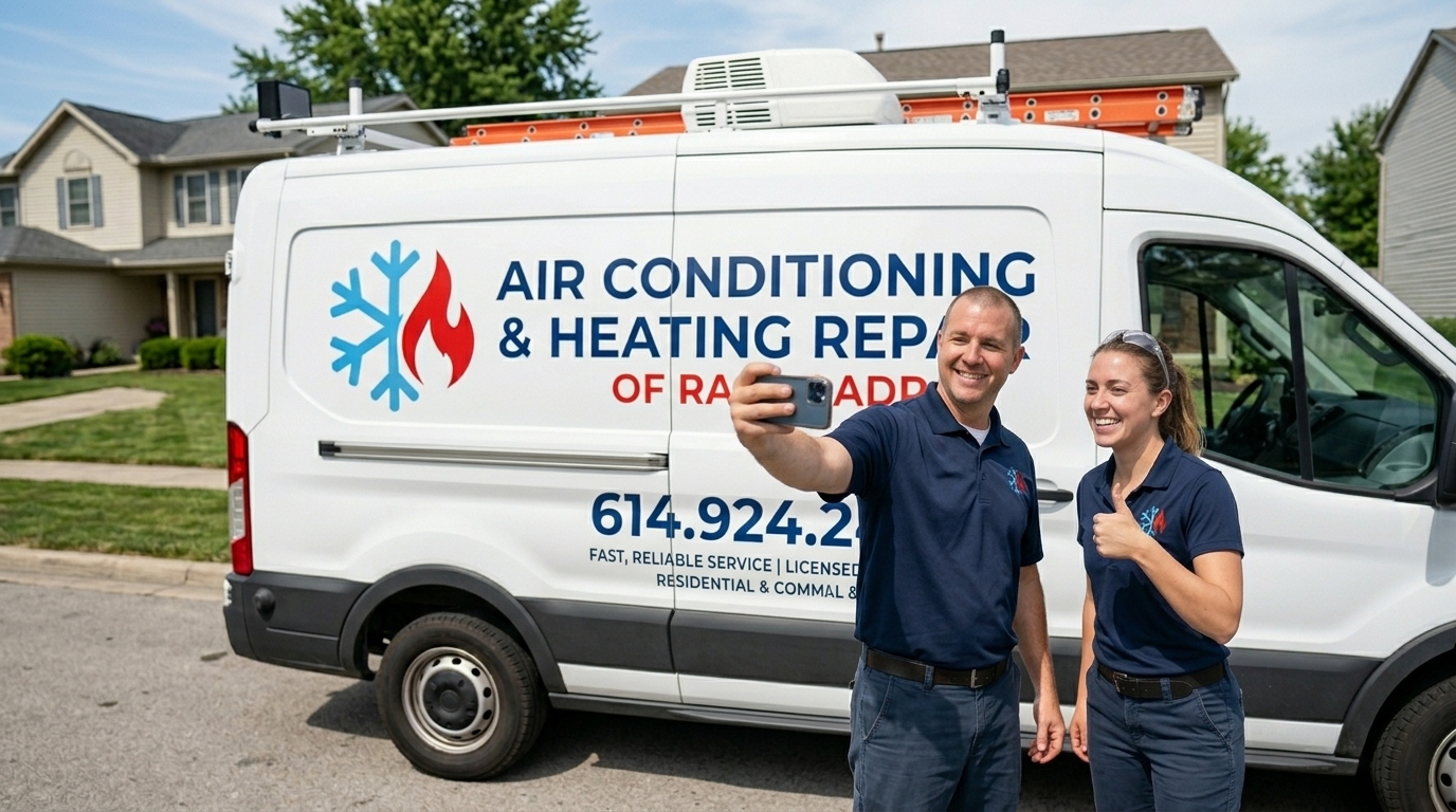 HVAC technician servicing air conditioner in Railroad PA
