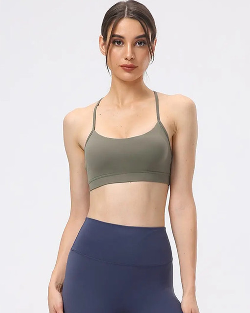 Marl Y-Back Strappy Sports Bra Set – Space-Dye Heather Grey Activewear, Side view