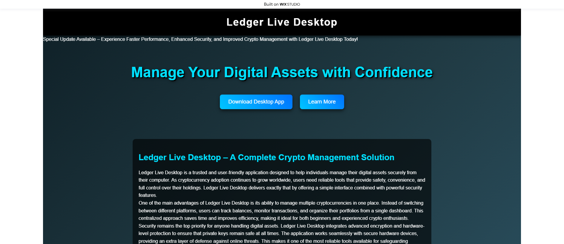 Stored capture of desktop-ledgar-live.wixstudio.com