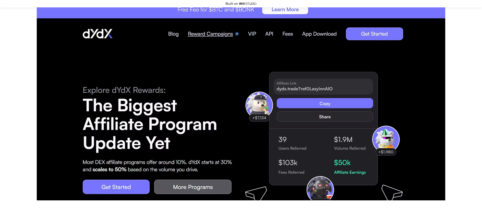 Stored capture of dydx-io-us.wixstudio.com