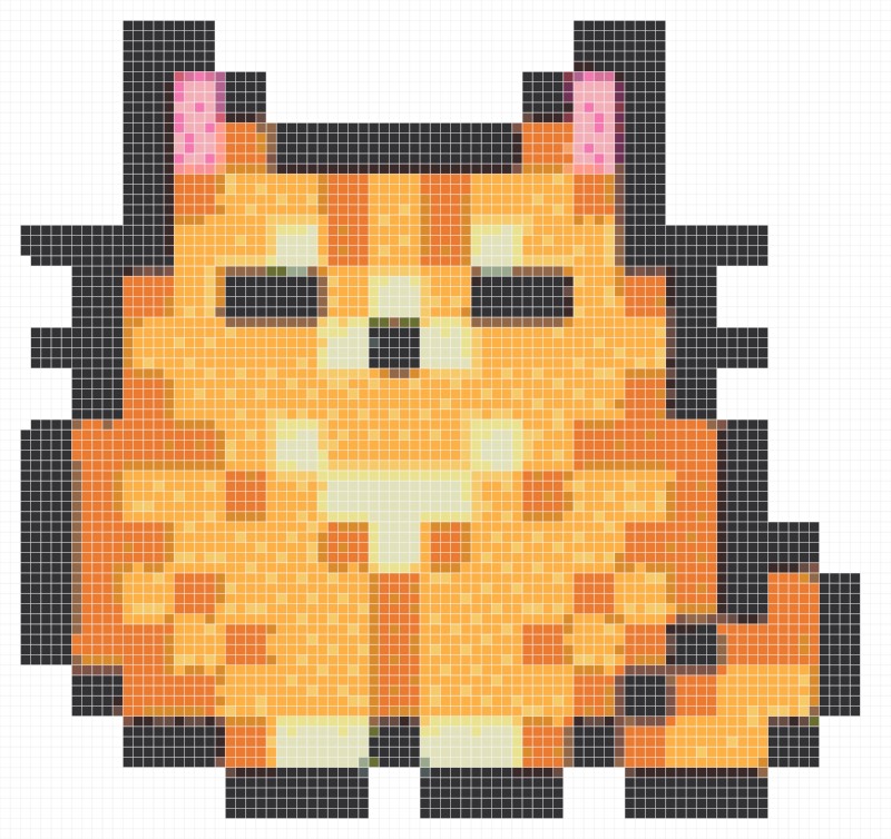 Orange Chonky Cat Pixel Art Pattern