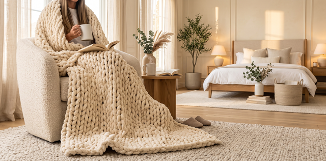 SAMIAH LUXE Chunky Knit Throw Blanket