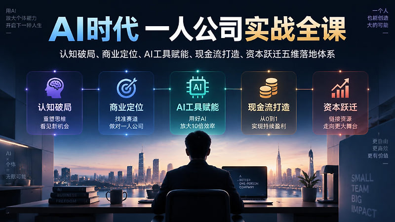 AI时代一人公司实战课，系统学习多维度落地体系