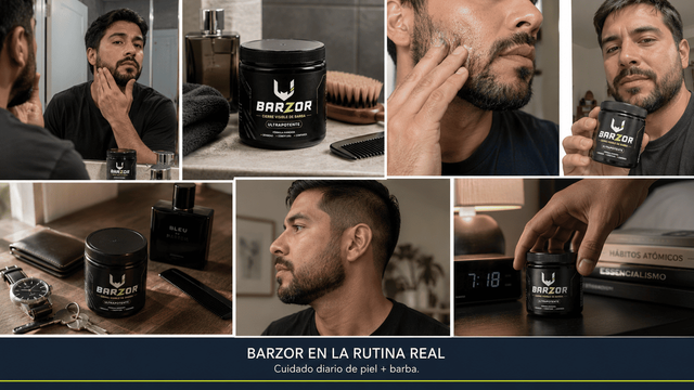 Collage ilustrativo de BARZOR integrado en una rutina cotidiana