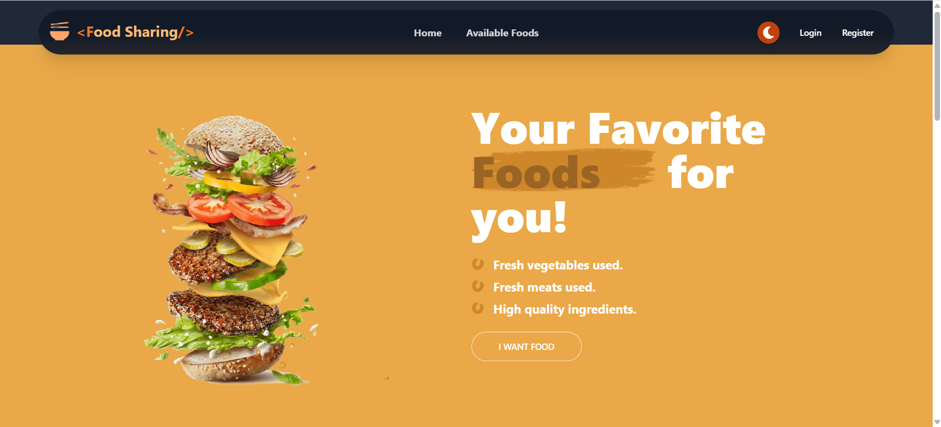 Food Sharing Website website preview